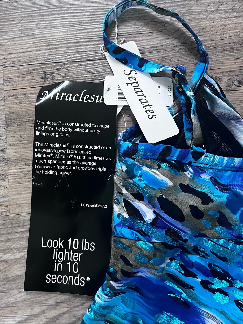 Miraclesuit Roswell Underwire Swim Tankini Top 8 Blue Attitude NWT Boho Slimming - Picture 4 of 7